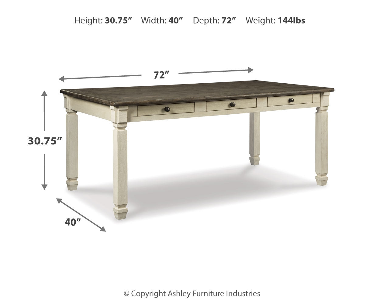 Bolanburg Two-tone Dining Table, 4 Chairs, Bench, Server and Display Cabinet - D647D24