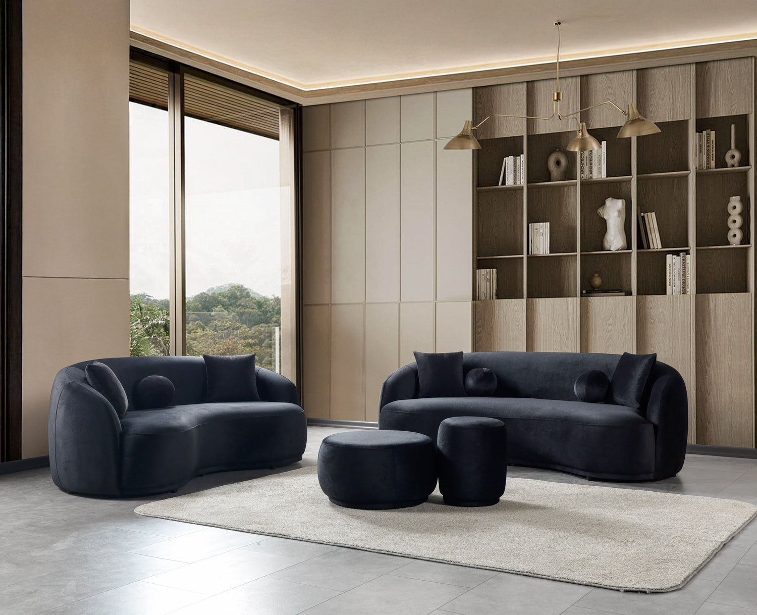 Bonita Black Velvet Loveseat 81" - BONITABLACKVL-L
