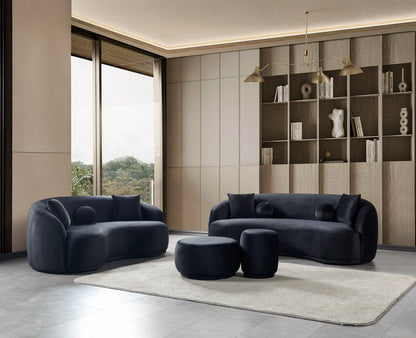 Bonita Black Velvet Loveseat 81" - BONITABLACKVL-L