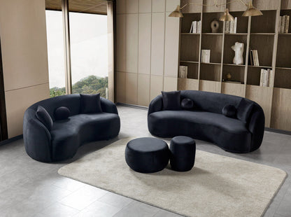 Bonita Black Velvet Loveseat 81" - BONITABLACKVL-L