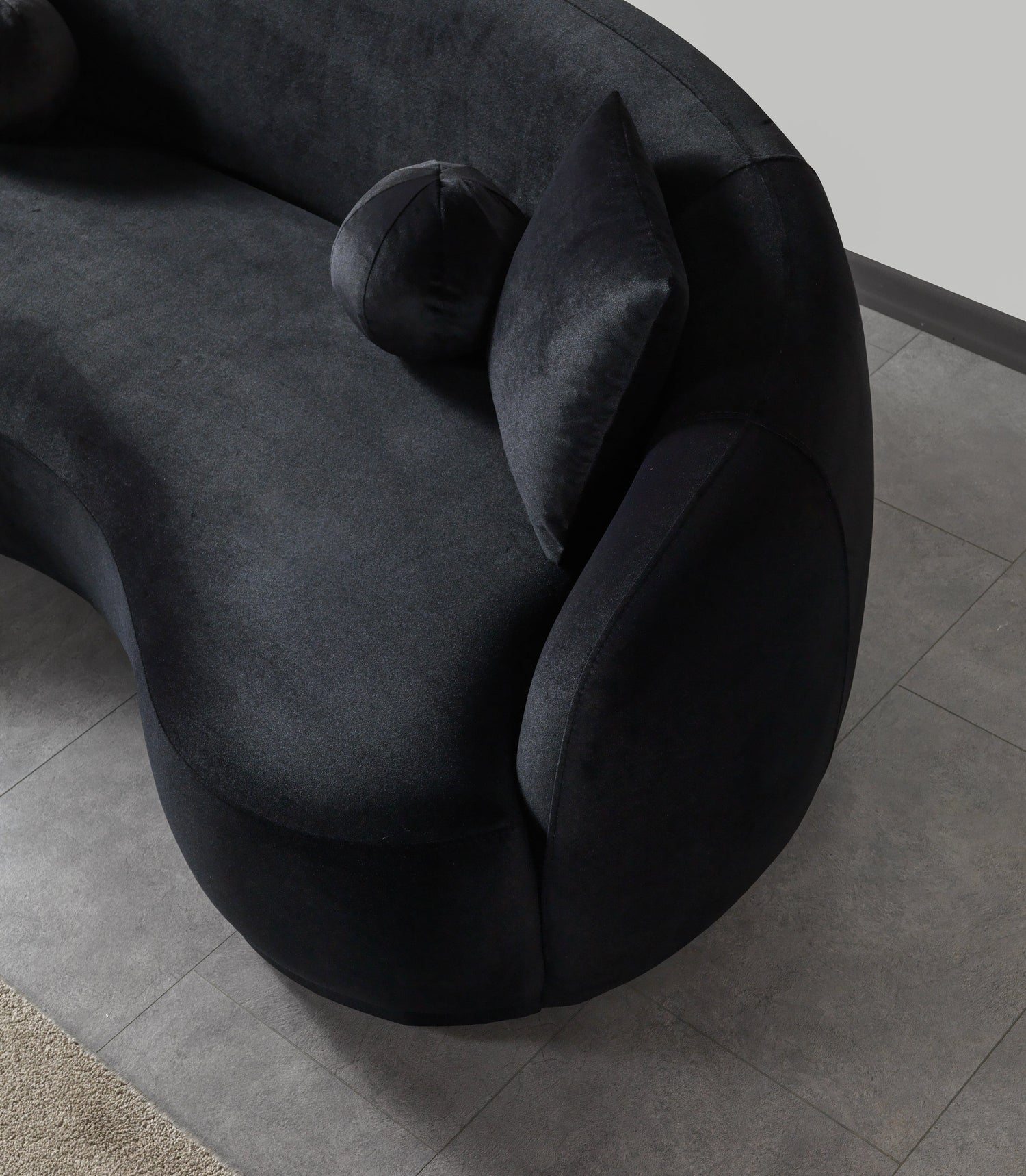 Bonita Black Velvet Loveseat 81" - BONITABLACKVL-L