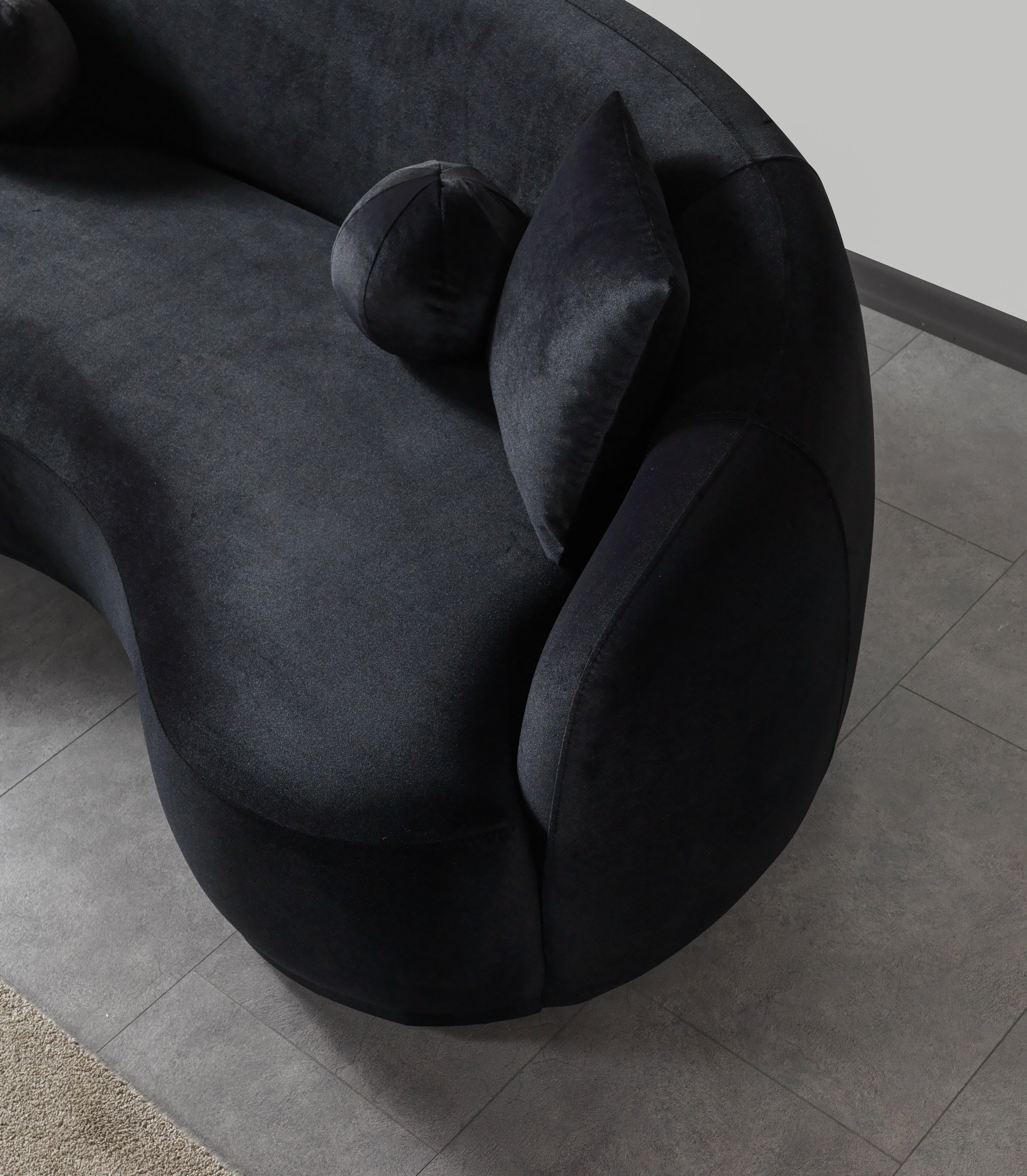 Bonita Black Velvet Loveseat 81" - BONITABLACKVL-L