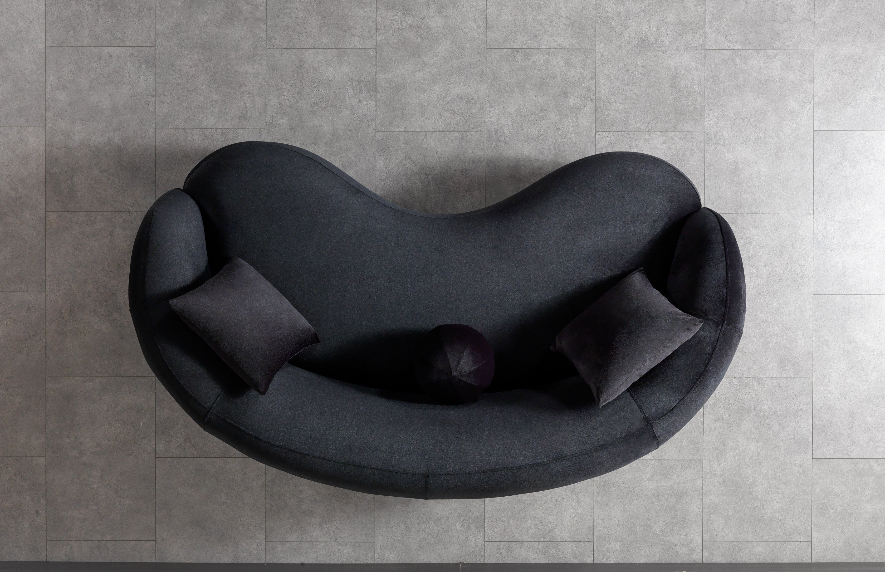 Bonita Black Velvet Loveseat 81" - BONITABLACKVL-L