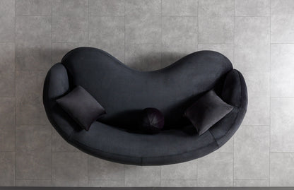 Bonita Black Velvet Loveseat 81" - BONITABLACKVL-L