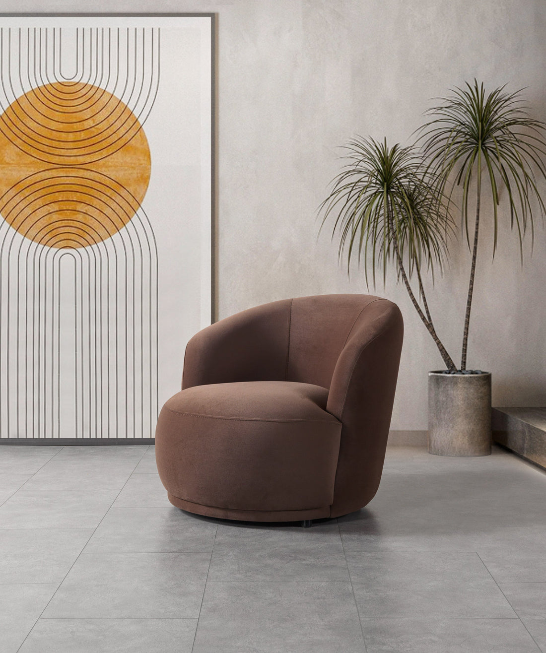 Bonita Coffee Velvet Accent Chair - BONITACOFFEEVL-C