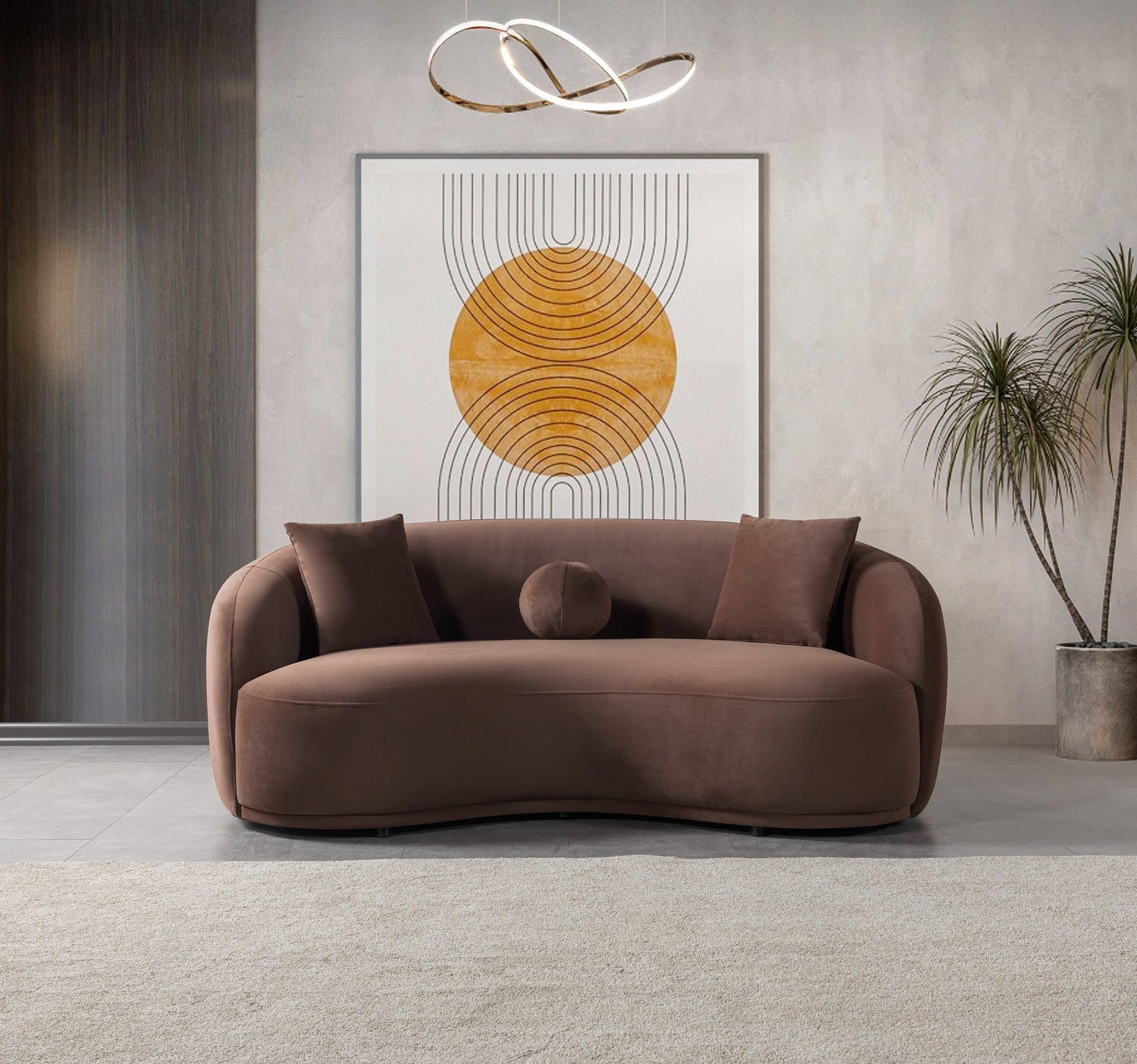 Bonita Coffee Velvet Loveseat 81" - BONITACOFFEEVL-L
