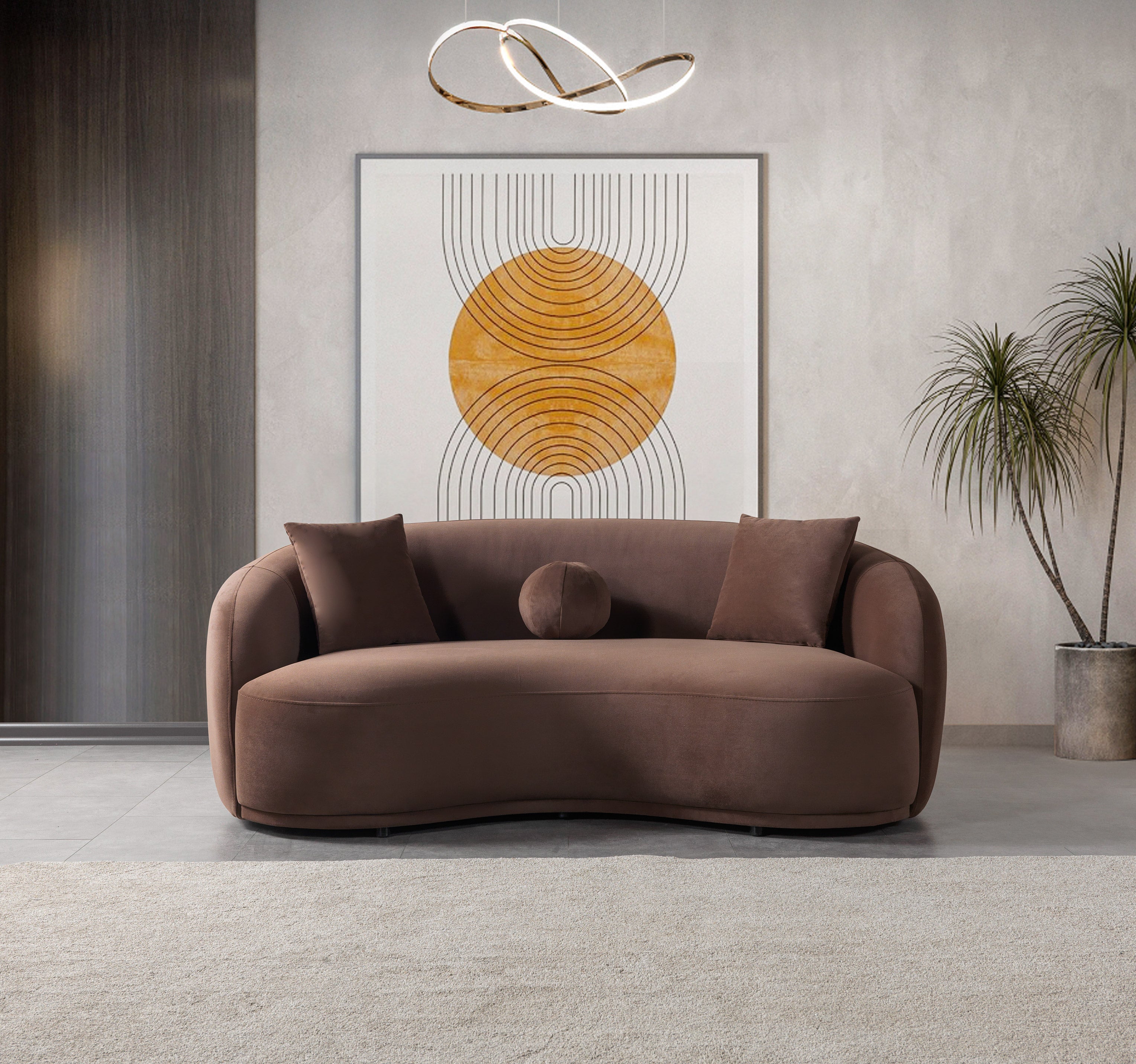 Bonita Coffee Velvet Loveseat 81" - BONITACOFFEEVL-L