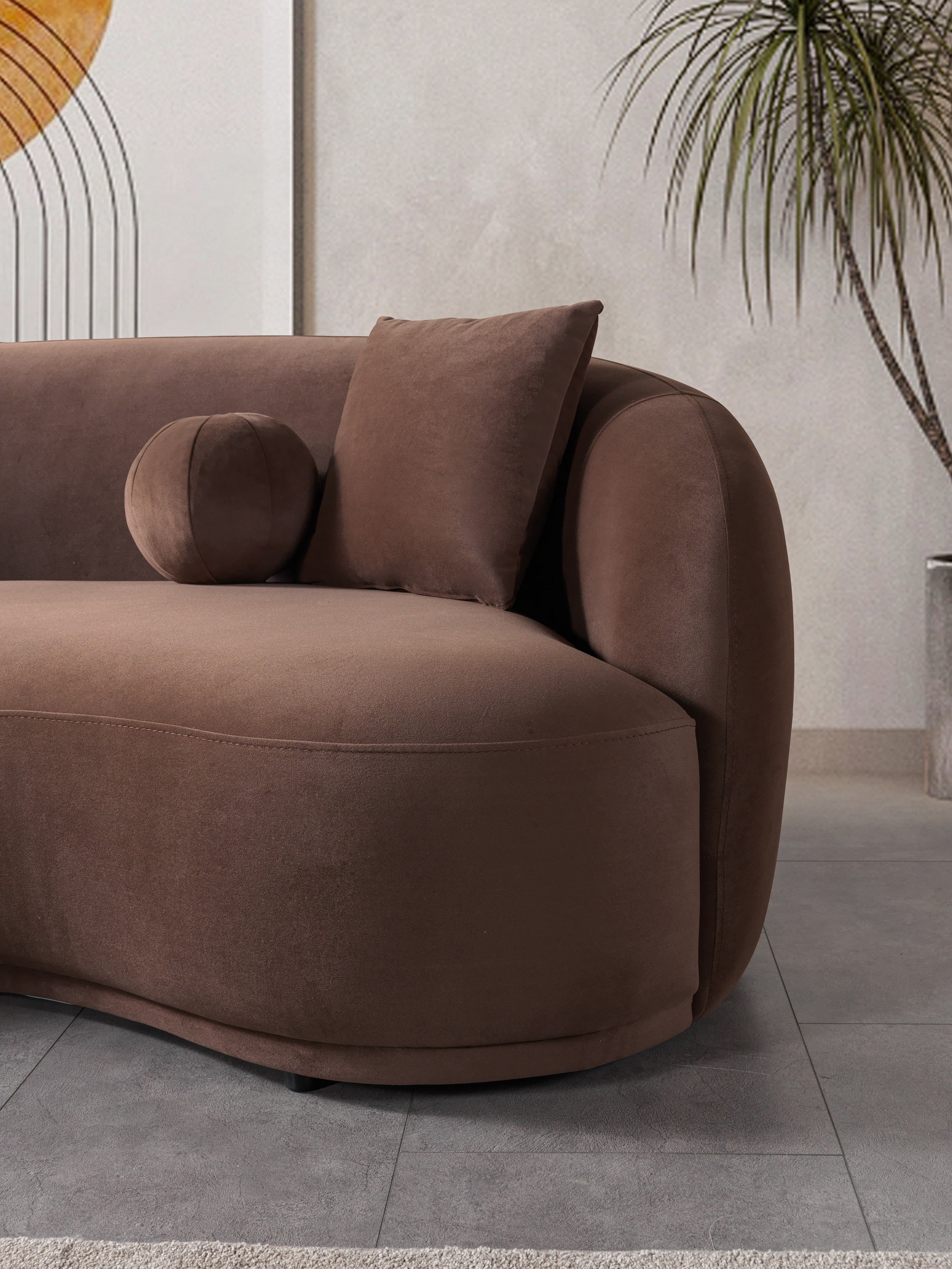 Bonita Coffee Velvet Loveseat 81" - BONITACOFFEEVL-L