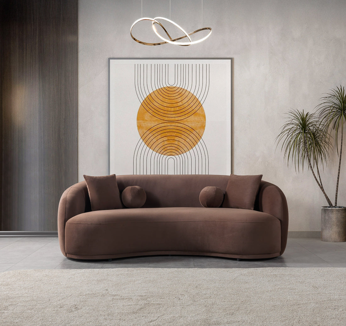 Bonita Coffee Velvet Sofa 91" - BONITACOFFEEVL-S