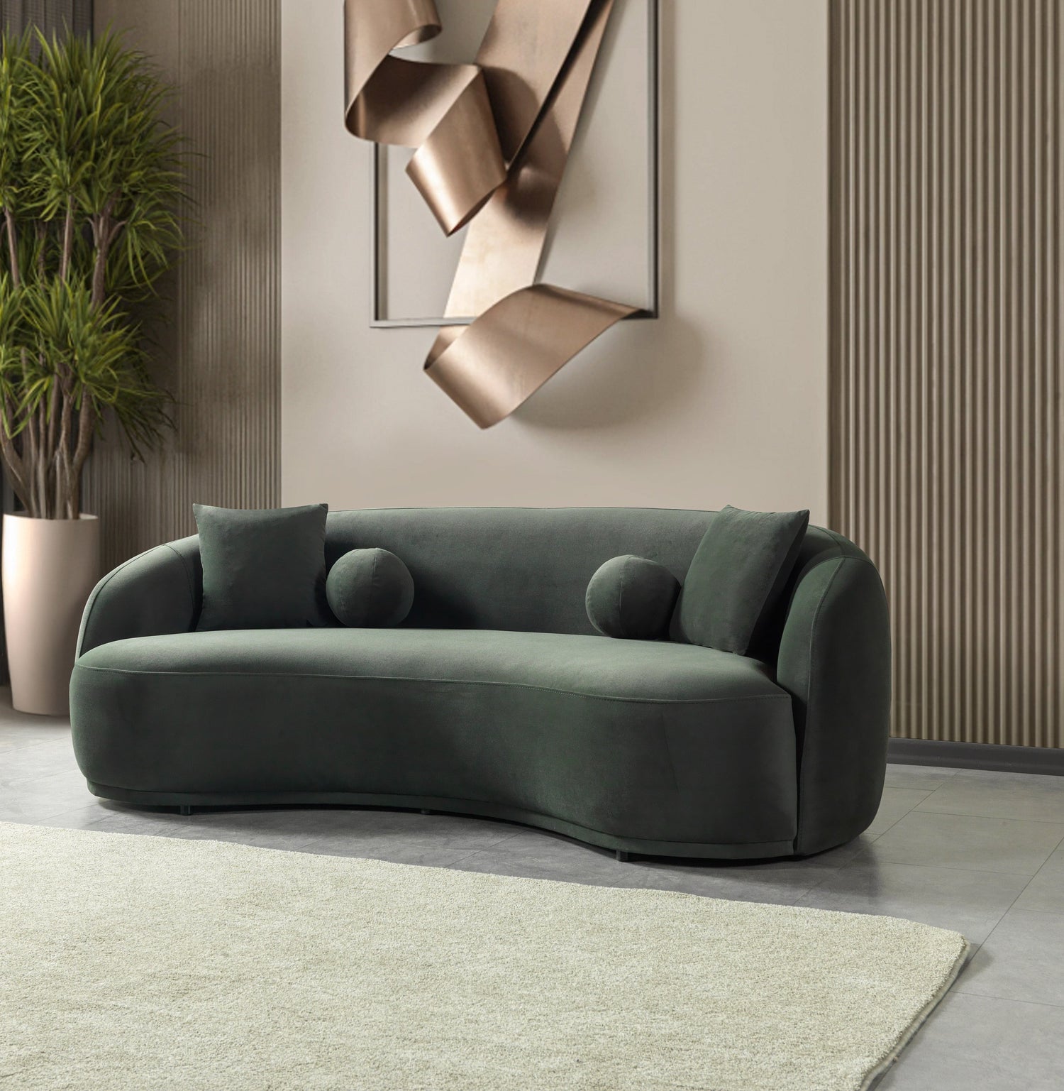 Bonita Green Velvet Sofa 91" - BONITAGREENVL-S