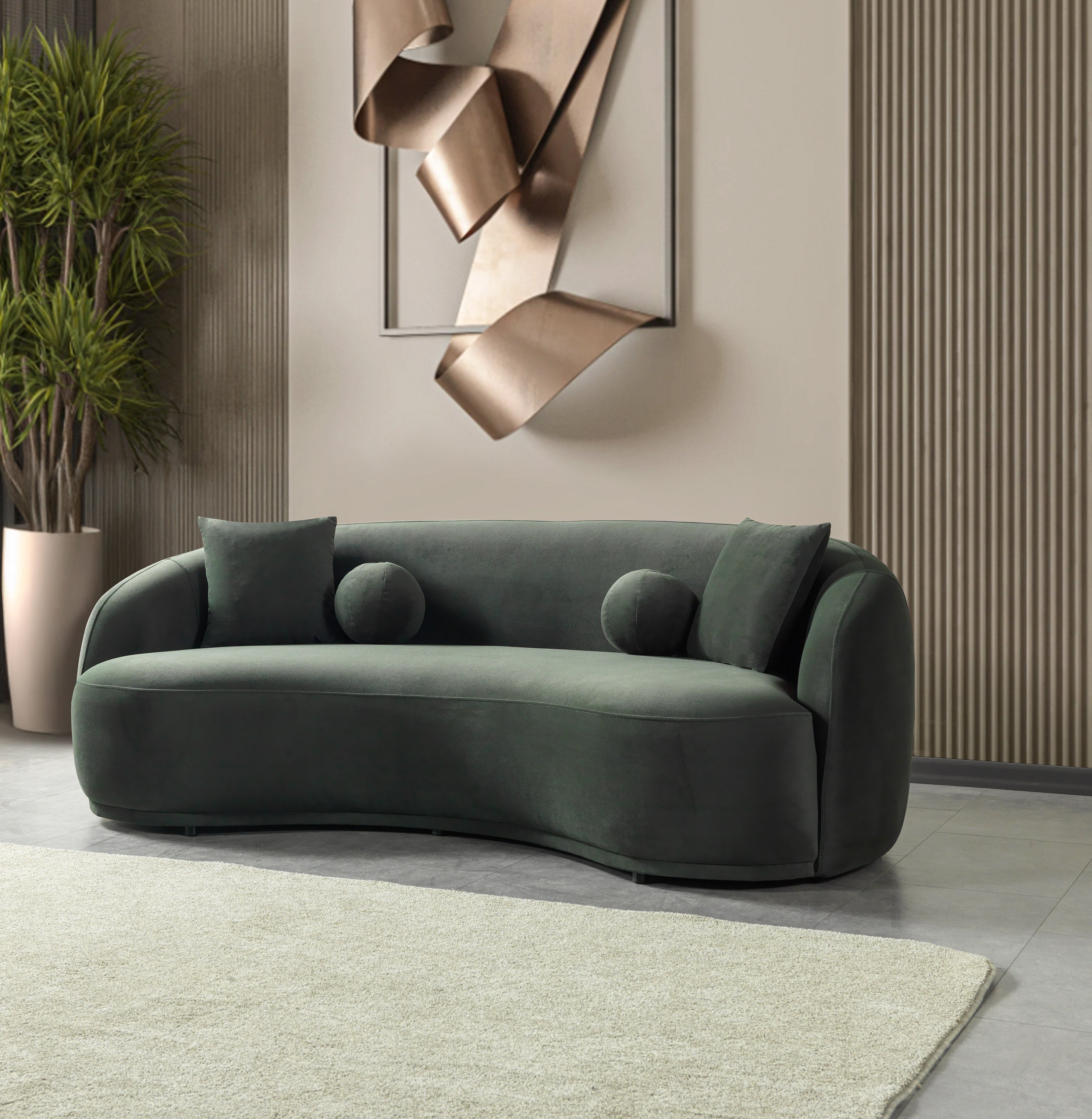 Bonita Green Velvet Sofa 91" - BONITAGREENVL-S