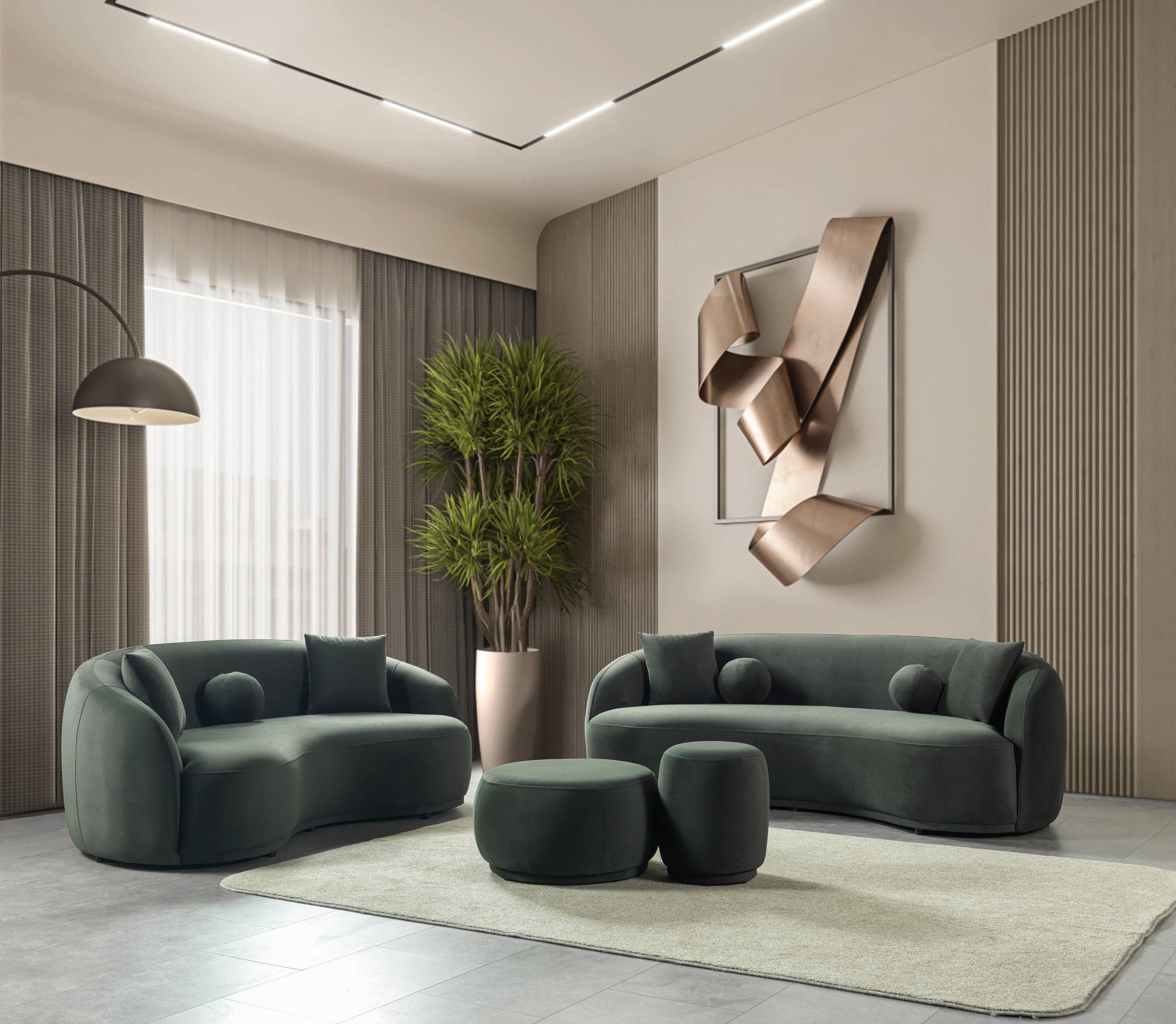 Bonita Green Velvet Sofa 91" - BONITAGREENVL-S