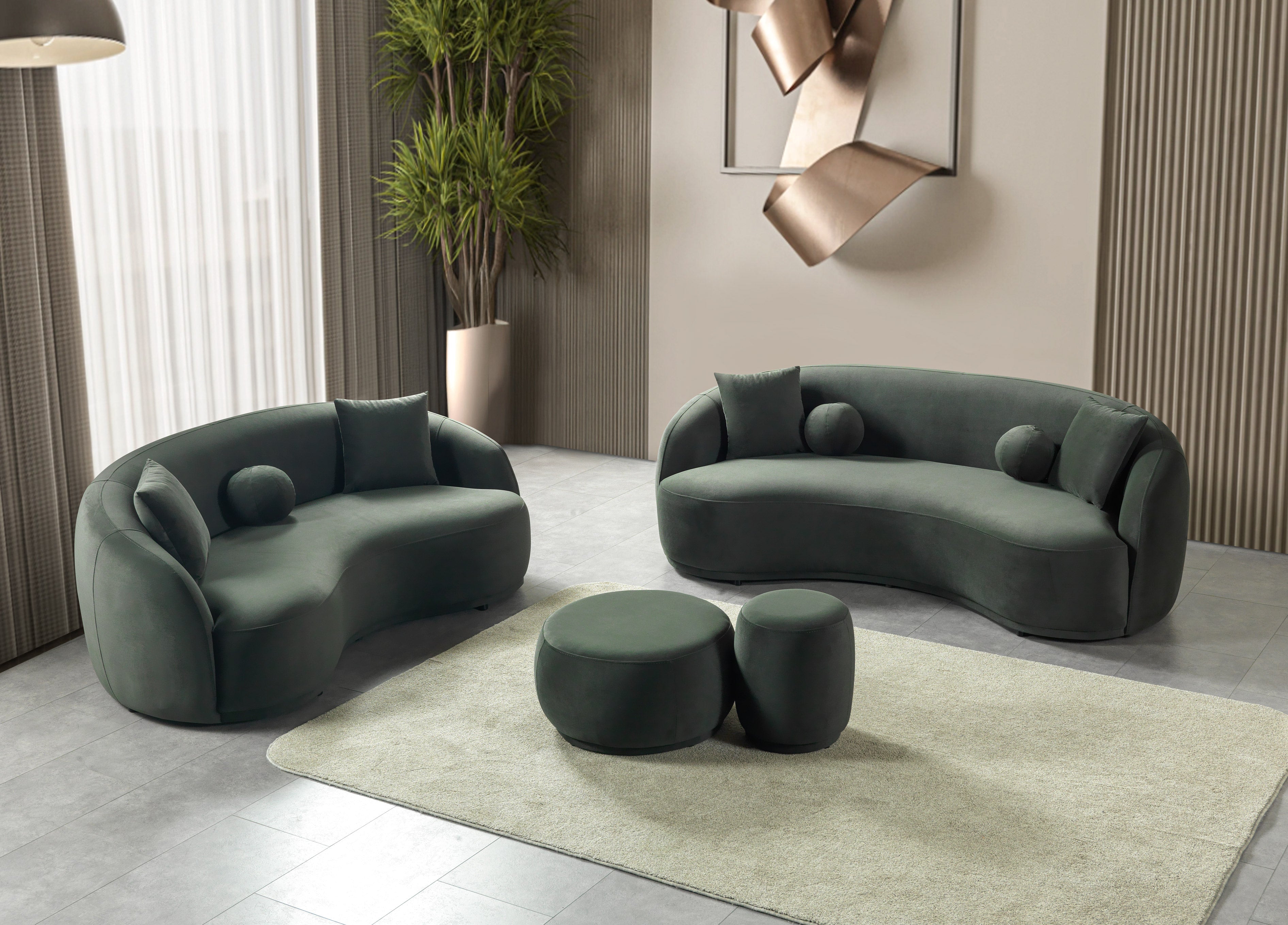 Bonita Green Velvet Sofa 91" - BONITAGREENVL-S