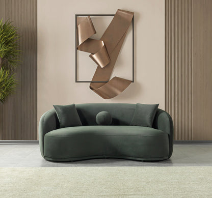 Bonita Green Velvet Sofa 91" &amp; Loveseat 81" [ETA: 9/10] - BONITAGREENVL-SL