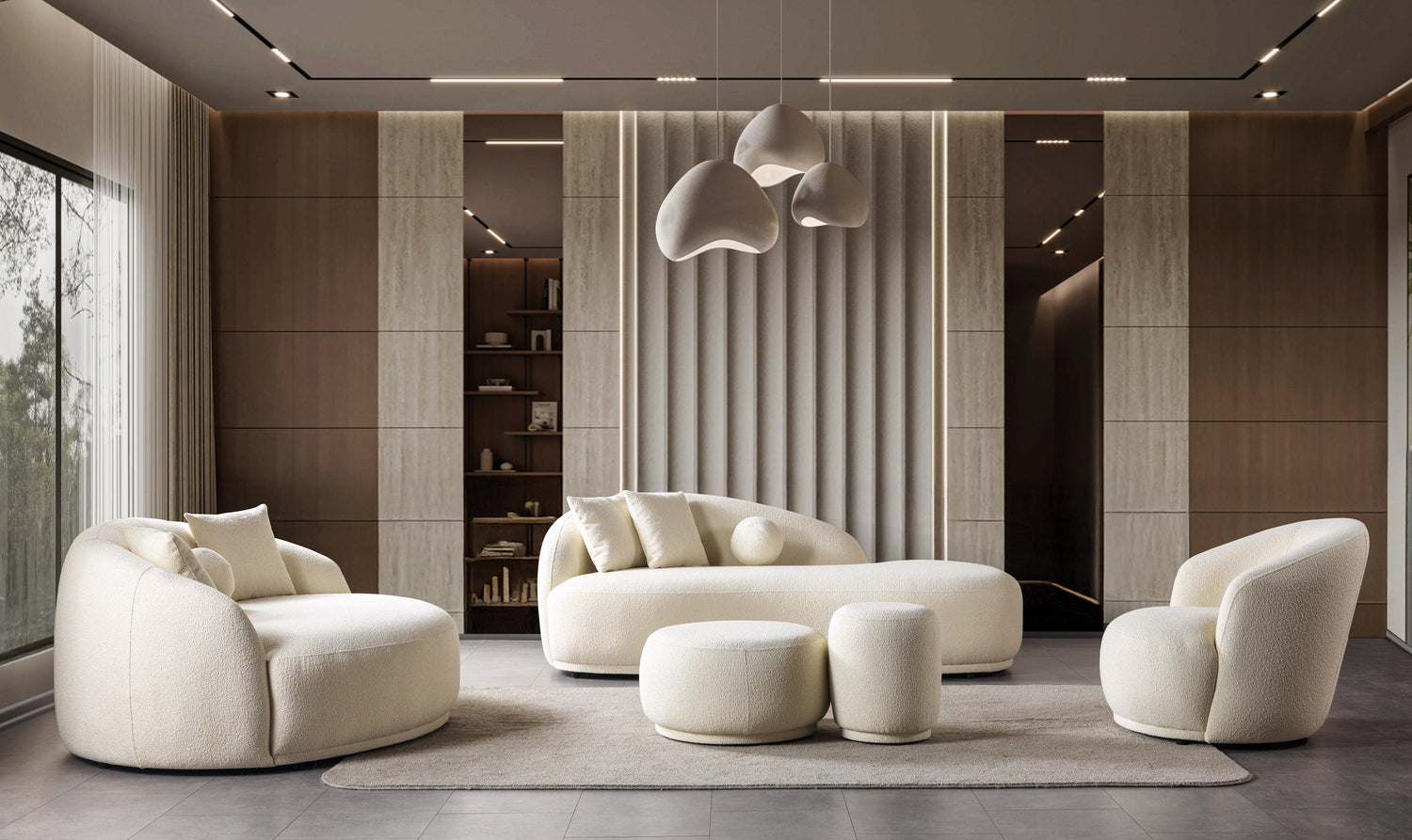 Bonita Ivory Boucle Round Sofa  71" - BONITAIVORY-RS