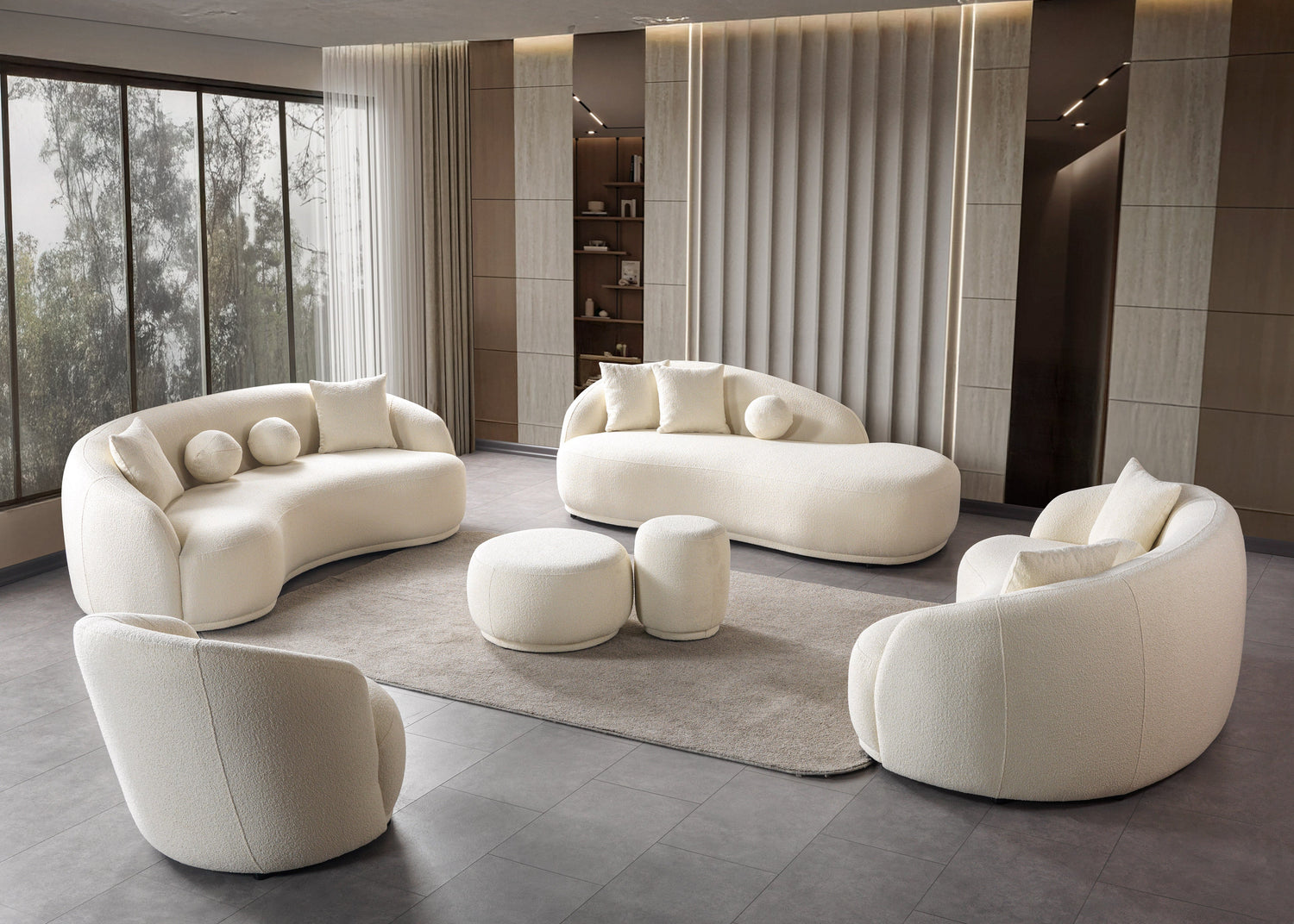 Bonita Ivory Boucle Sofa Chaise 87" - BONITAIVORY-SC