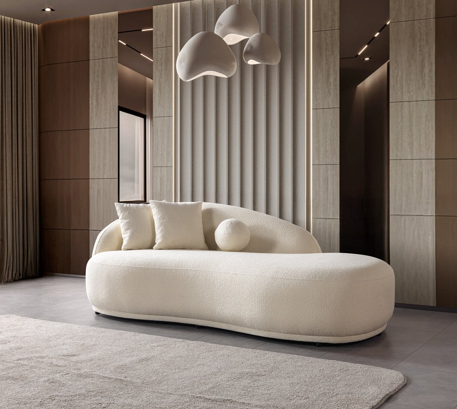 Bonita Ivory Boucle Sofa Chaise 87" - BONITAIVORY-SC