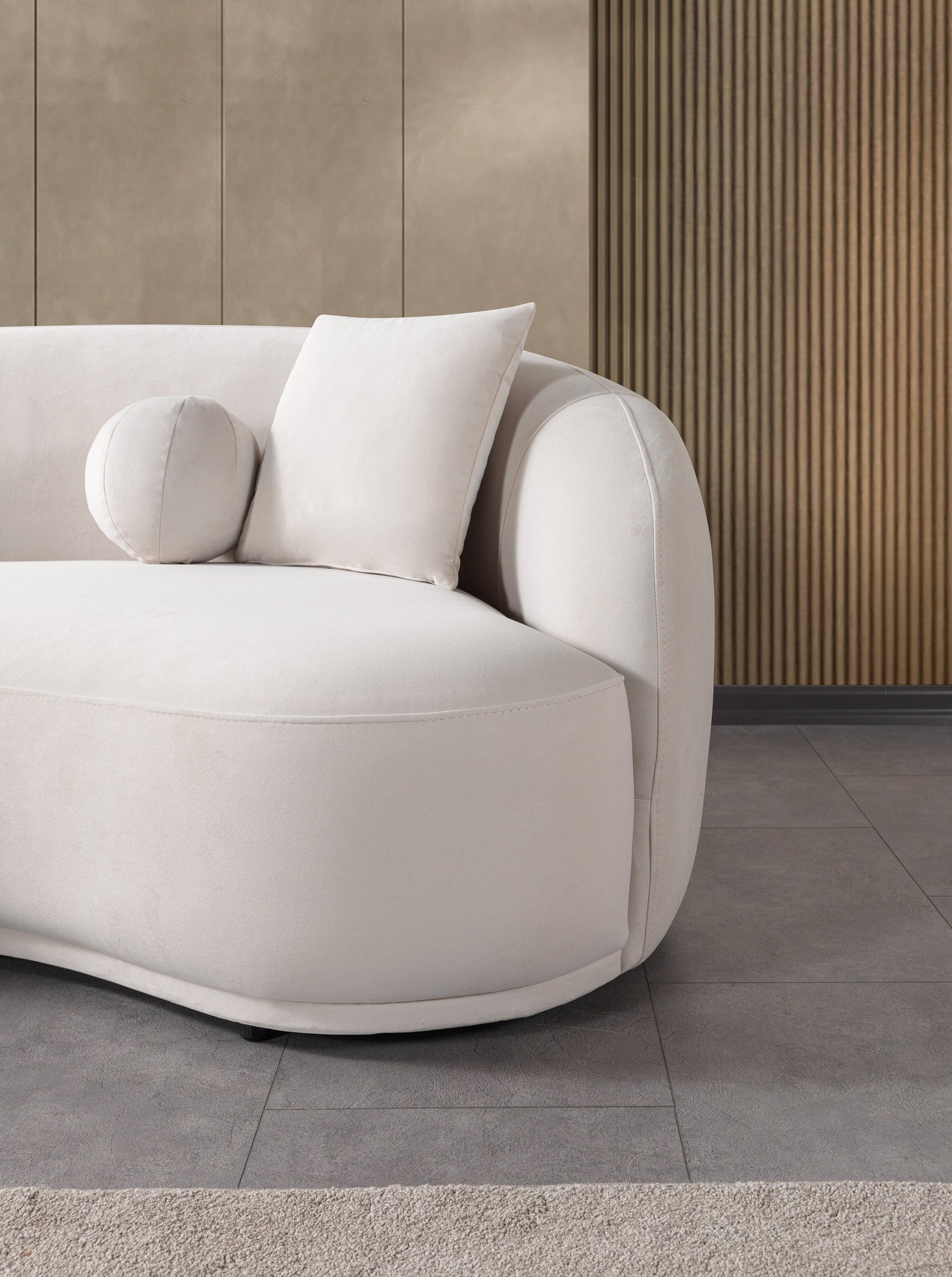 Bonita Ivory Velvet Sofa 91" - BONITAIVORYVL-S