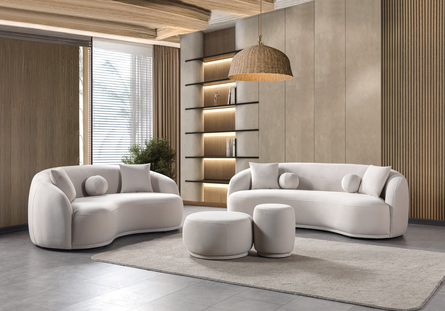 Bonita Ivory Velvet Sofa 91" - BONITAIVORYVL-S