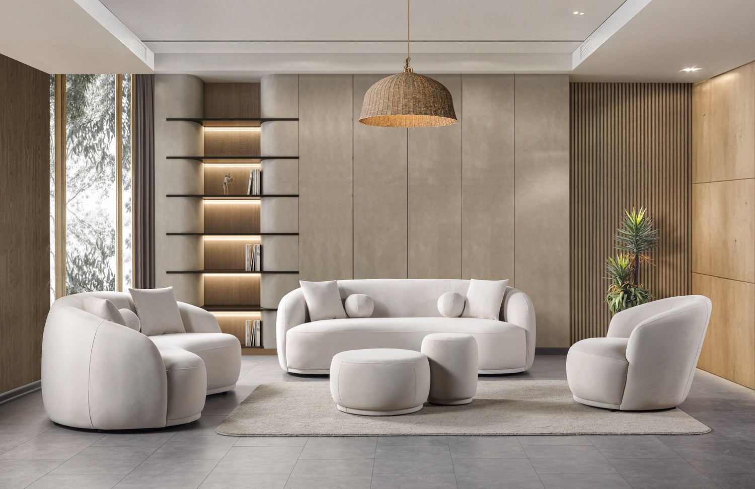 Bonita Ivory Velvet Living Room Set from Nova Furniture - Luna Furniture