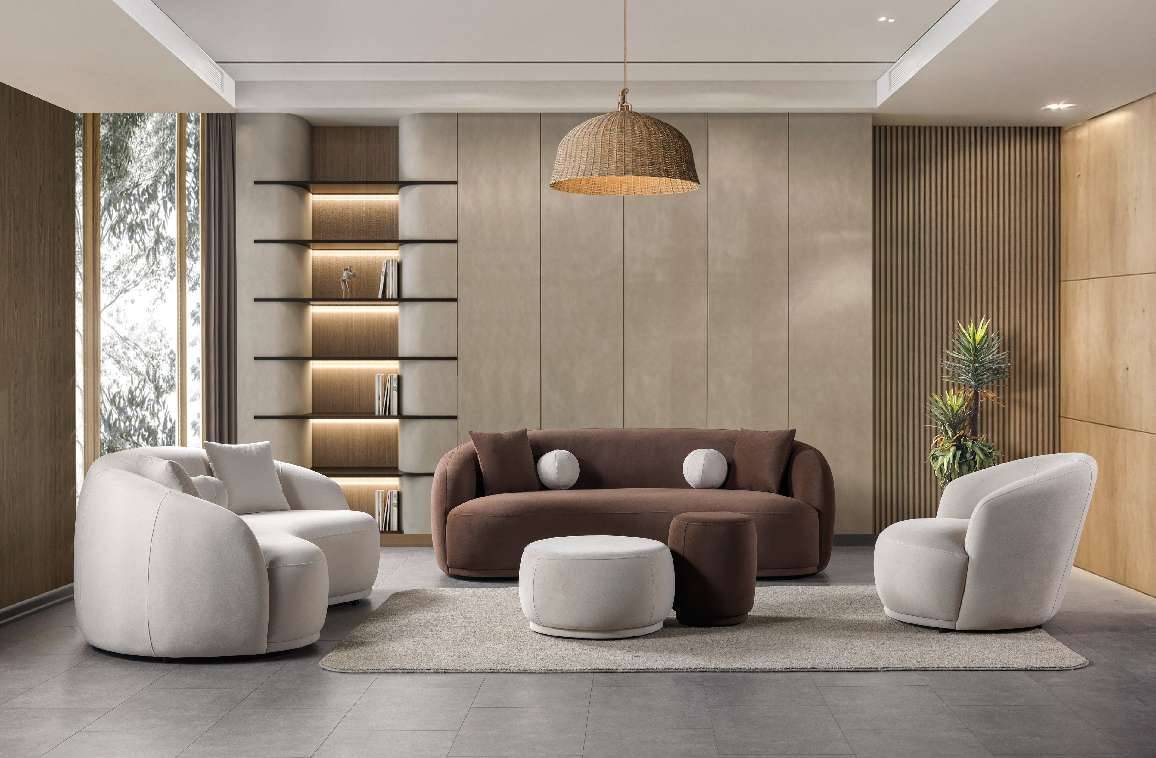 Bonita Ivory Velvet Sofa 91" &amp; Loveseat 81" - BONITAIVORYVL-SL