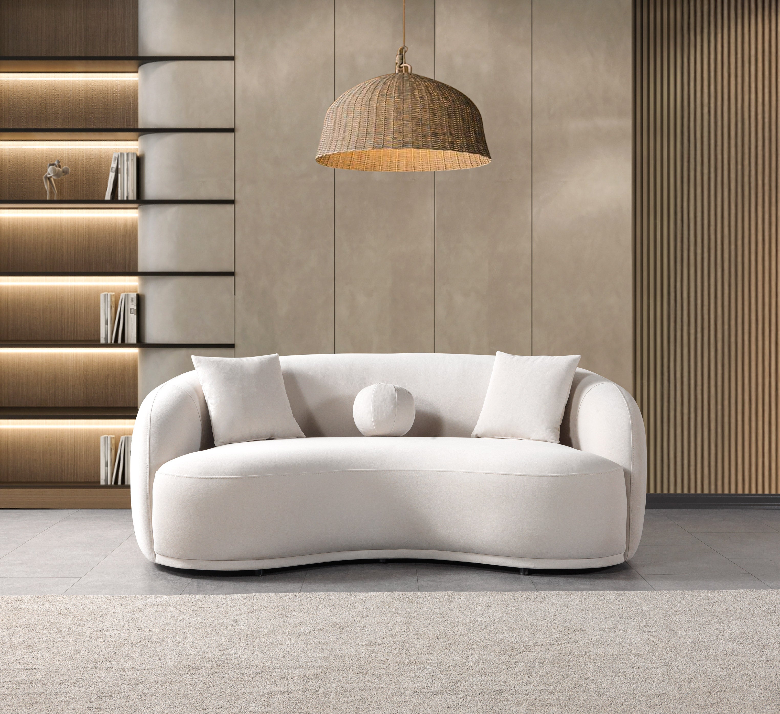 Bonita Ivory Velvet Sofa 91" &amp; Loveseat 81" - BONITAIVORYVL-SL