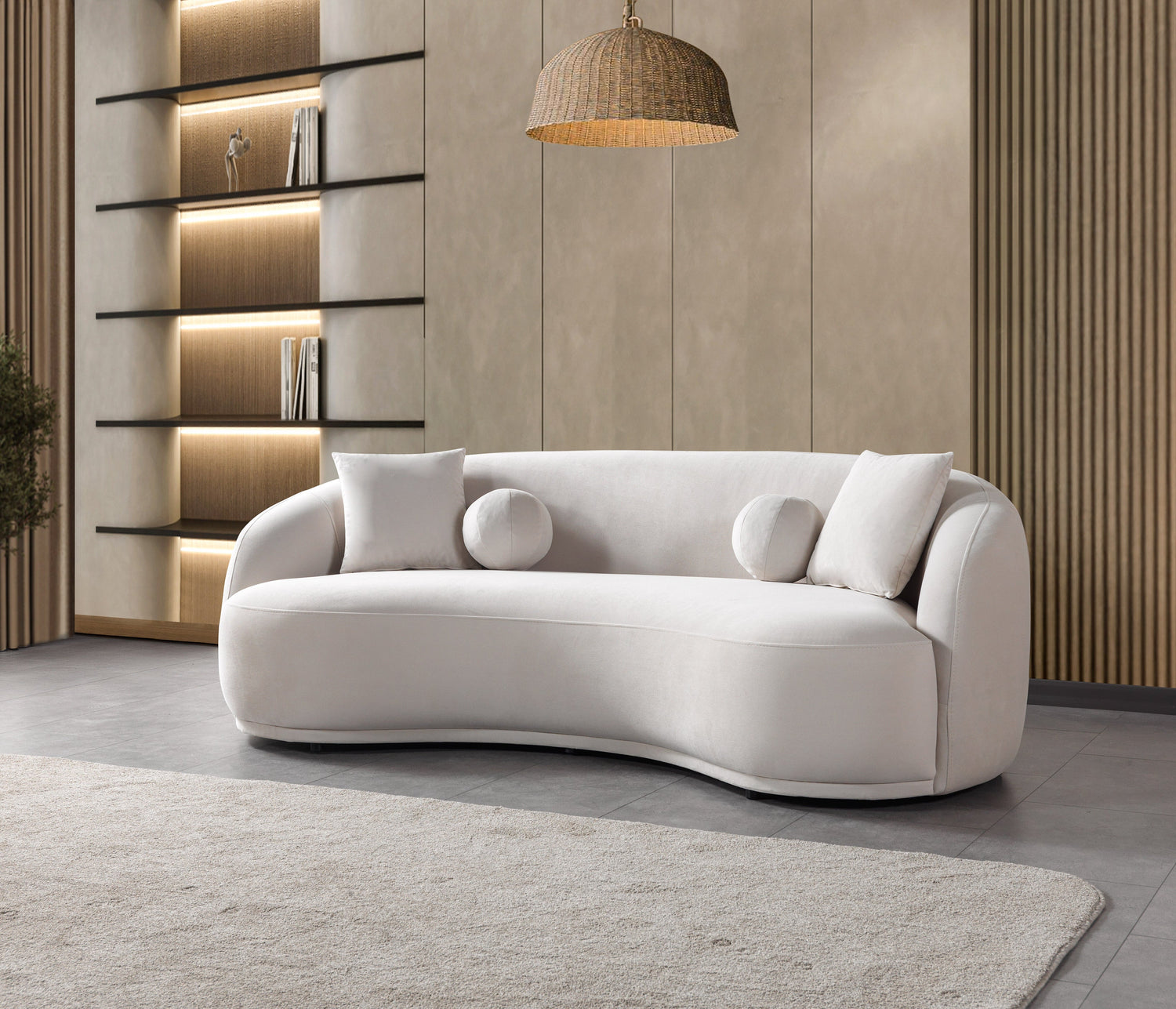 Bonita Ivory Velvet Sofa 91" &amp; Loveseat 81" - BONITAIVORYVL-SL