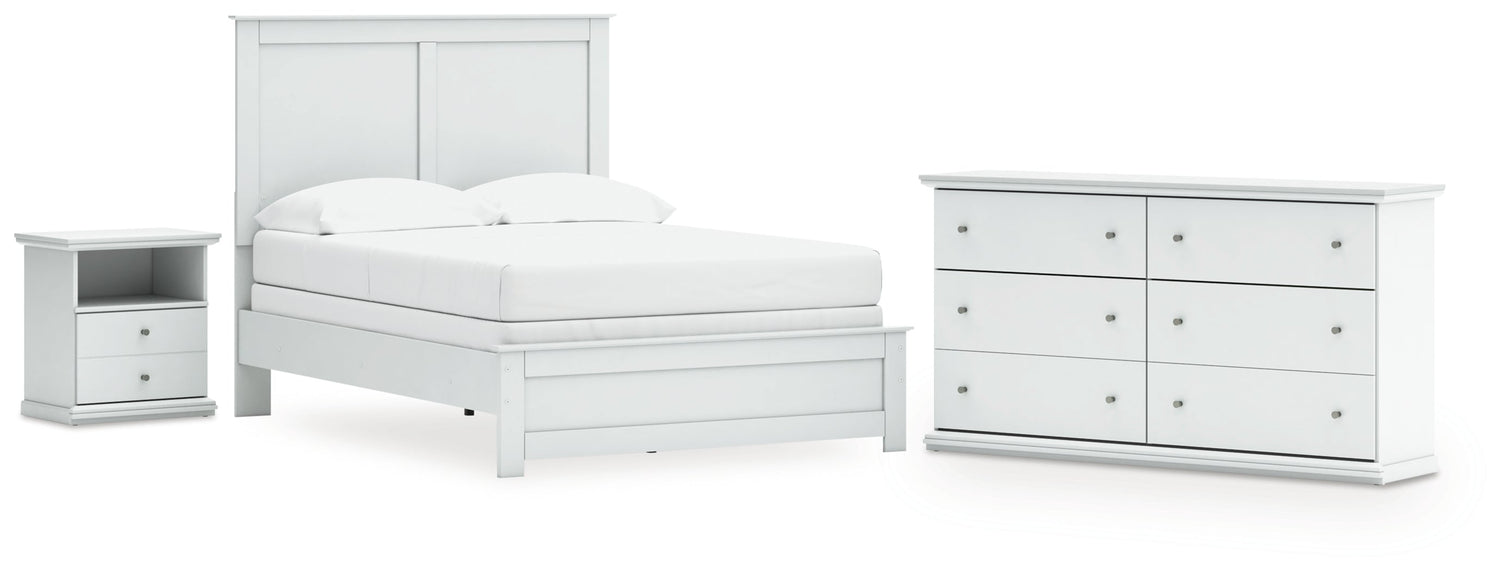 Bostwick Shoals Full Panel Bed with Dresser and Nightstand in White - PKG021570