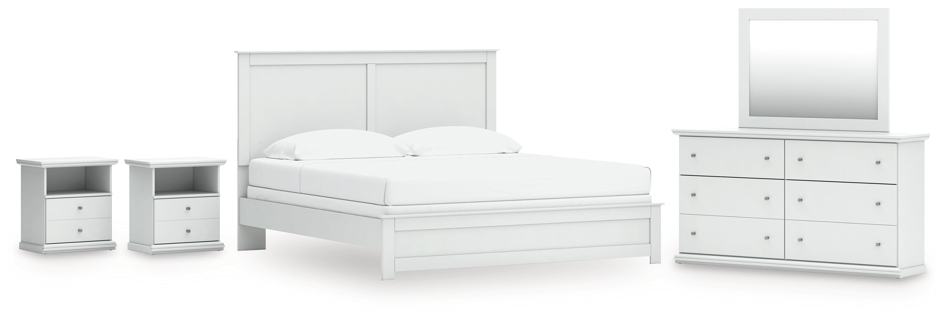 Bostwick Shoals King Panel Bed, Dresser, Mirror and 2 Nightstands - B139B52