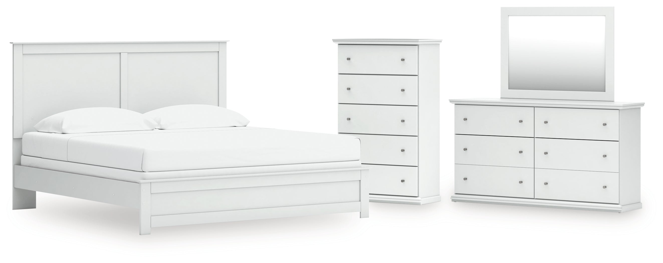 Bostwick Shoals King Panel Bed, Dresser, Mirror and Chest - B139B54