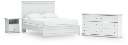 Bostwick Shoals Queen Panel Bed with Dresser and Nightstand in White - PKG021578