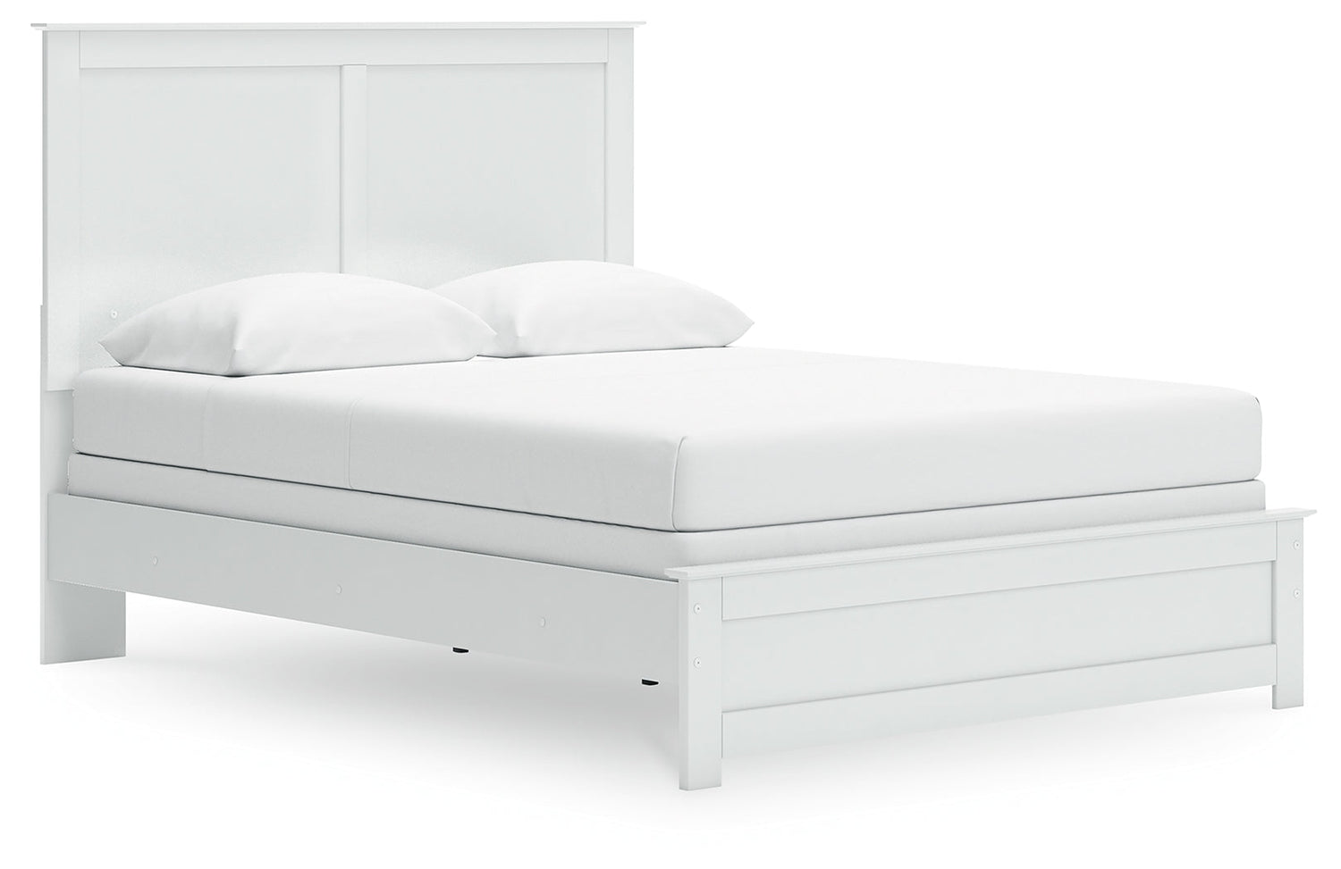 Bostwick Shoals Queen Panel Bed with Mirrored Dresser and Nightstand in White - PKG021574