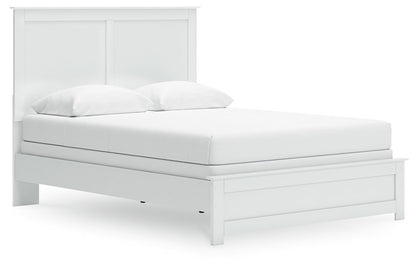 Bostwick Shoals Queen Panel Bed with Mirrored Dresser and Nightstand in White - PKG021574