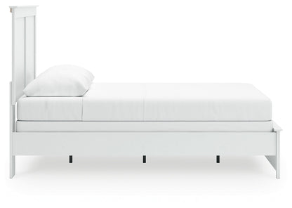 Bostwick Shoals Queen Panel Bed with Mirrored Dresser and Nightstand in White - PKG021574