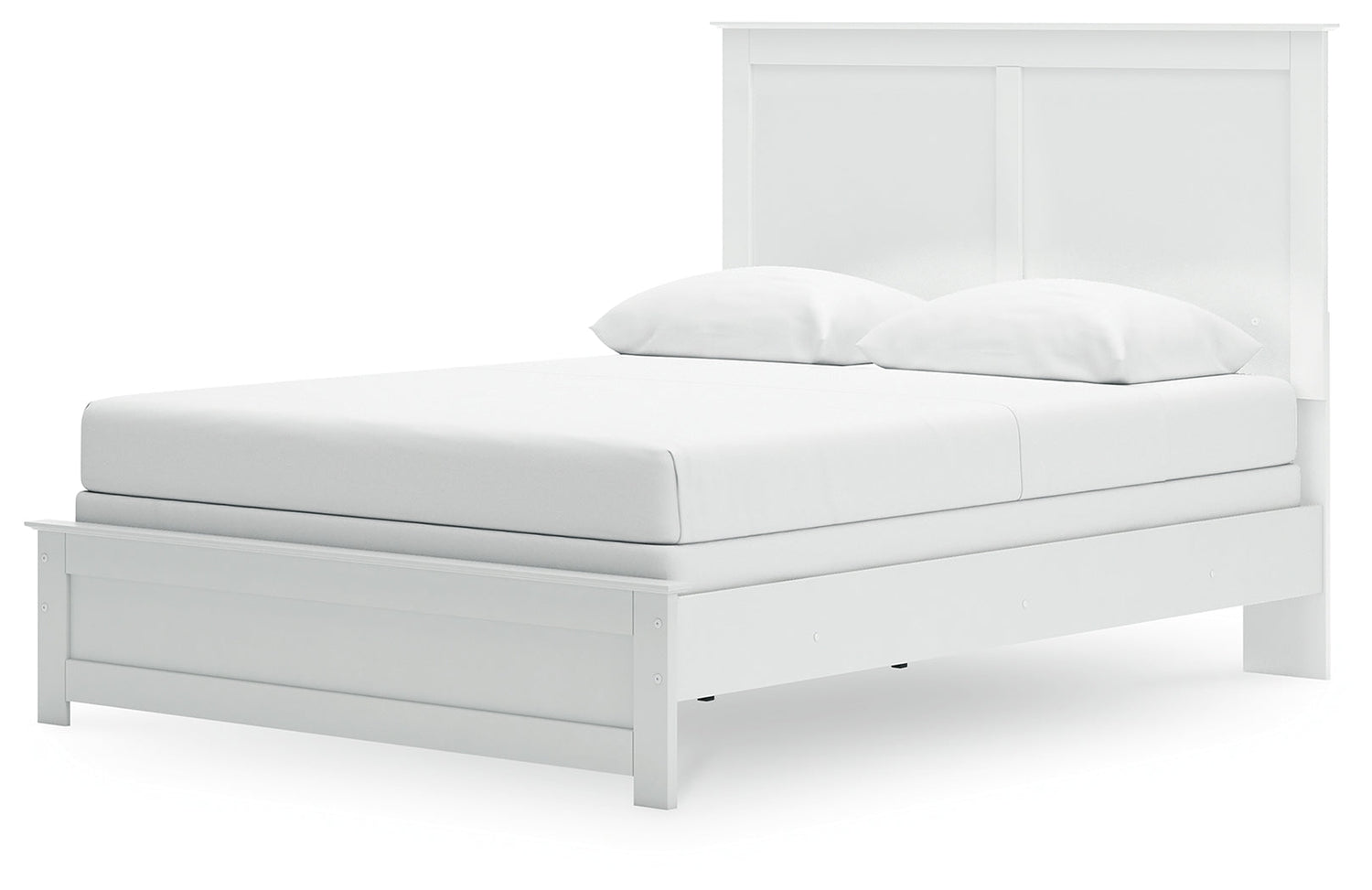 Bostwick Shoals Queen Panel Bed with Mirrored Dresser and Nightstand in White - PKG021574