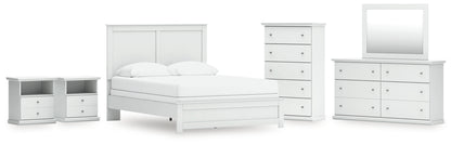 Bostwick Shoals Queen Panel Bed with Mirrored Dresser, Chest and 2 Nightstands - B139B49