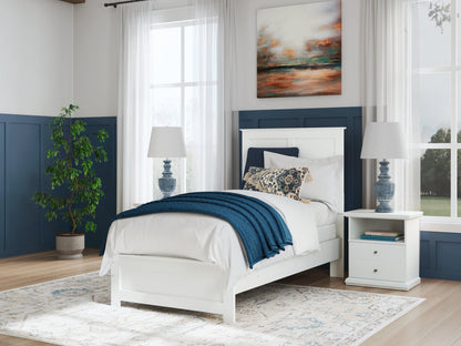 Bostwick Shoals Twin Panel Bed with Dresser and Nightstand in White from Ashley - Luna Furniture
