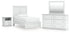 Bostwick Shoals Twin Panel Bed with Mirrored Dresser and Nightstand in White - PKG021558