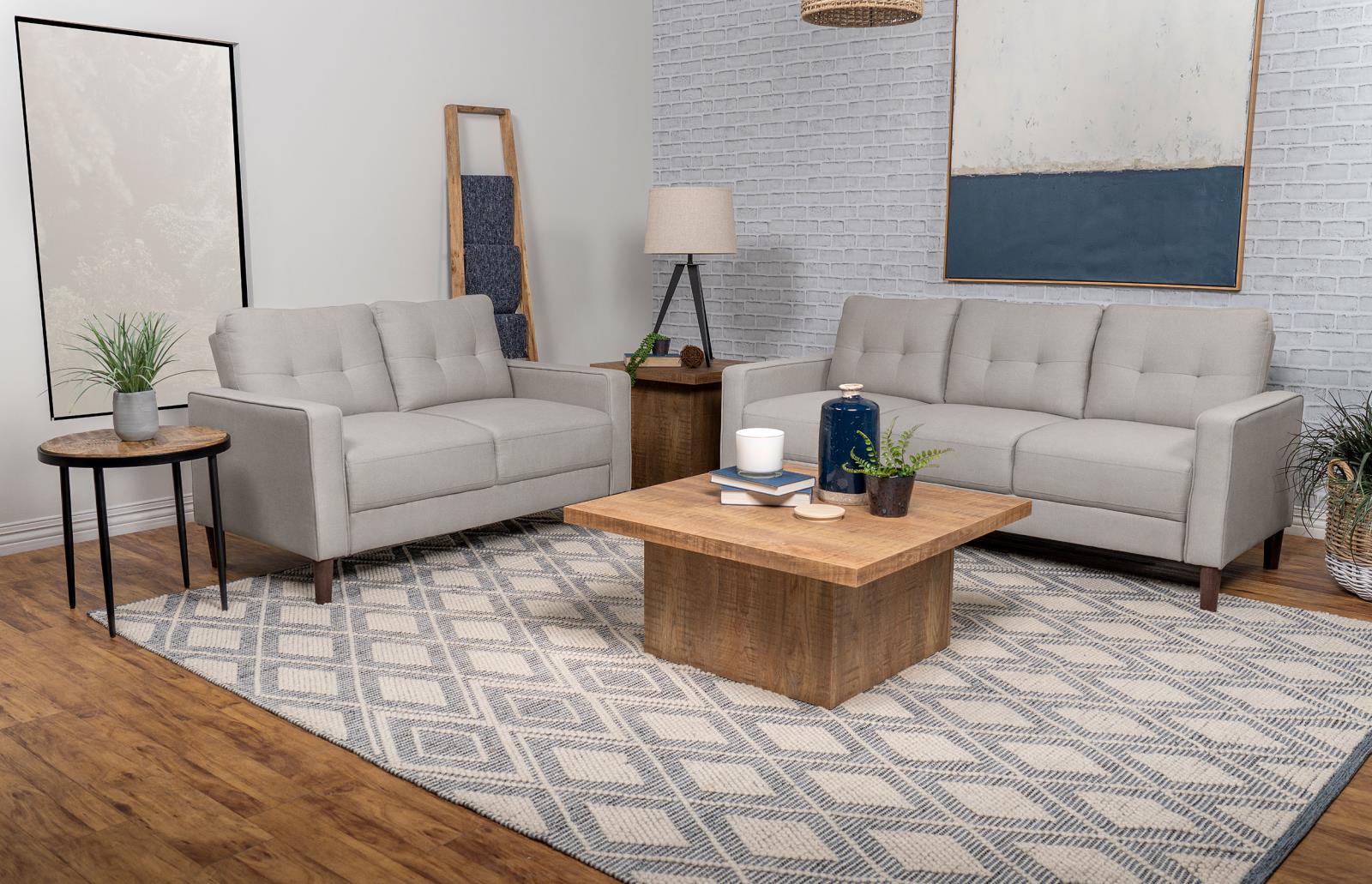 Bowen Beige 2-Piece Upholstered Track Arms Tufted Sofa Set from Coaster - Luna Furniture