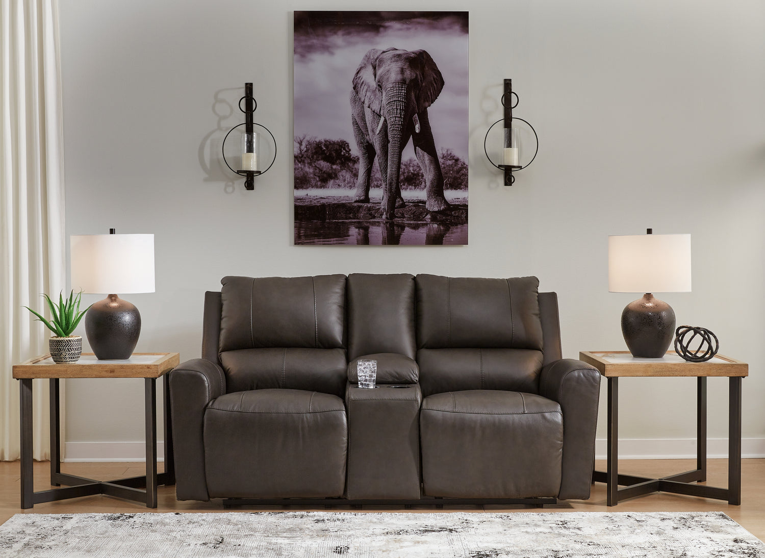 Boxmere Storm Power Reclining Loveseat with Console - U1310096