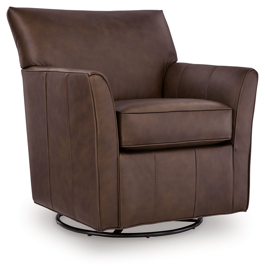 Braydunn Espresso Brown Swivel Glider Accent Chair - A3000820