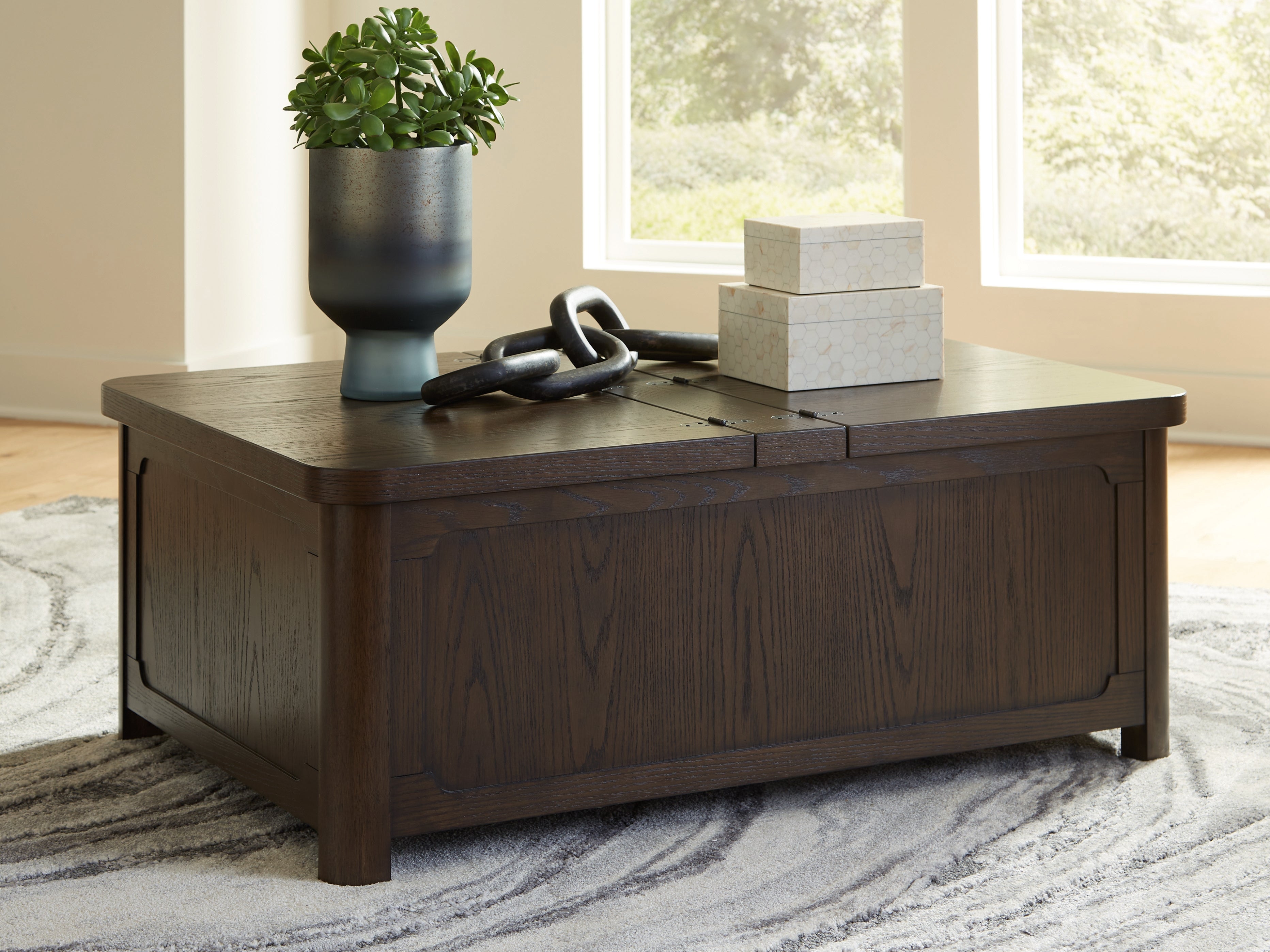Breckington Dark Brown Coffee Table With Storage - T678-20