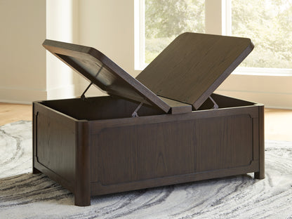 Breckington Dark Brown Coffee Table With Storage - T678-20