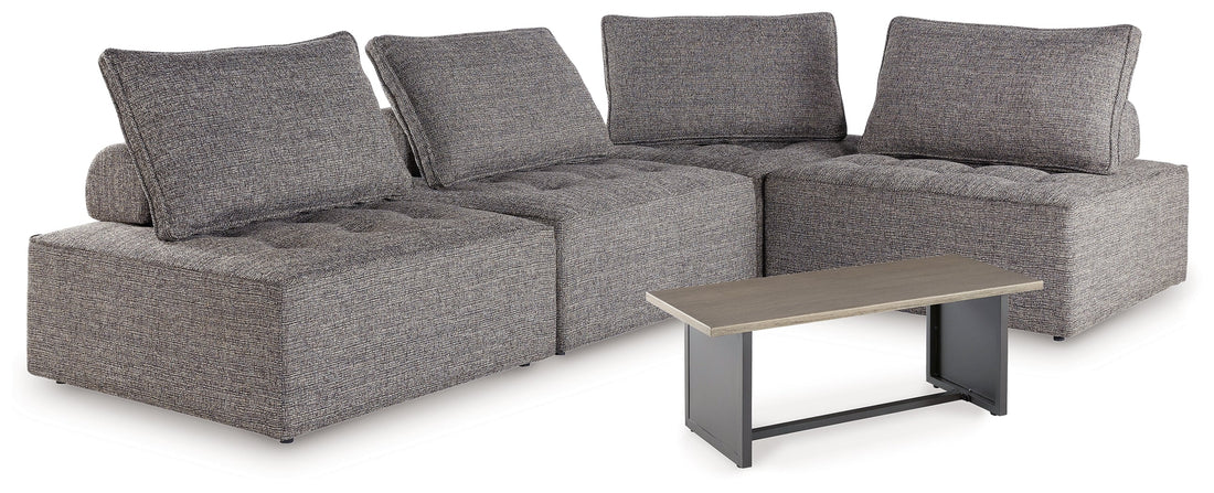Bree Zee 4-Piece Outdoor Sectional with End Table in Brown - PKG018452