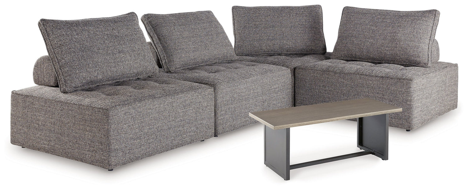 Bree Zee 4-Piece Outdoor Sectional with End Table in Brown - PKG018452