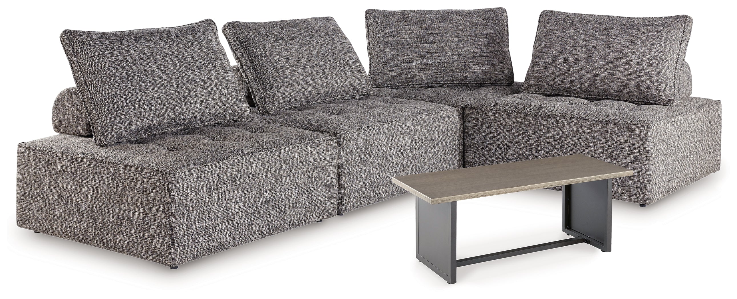 Bree Zee 4-Piece Outdoor Sectional with End Table in Brown - PKG018452