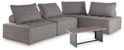 Bree Zee 4-Piece Outdoor Sectional with End Table in Brown - PKG018452