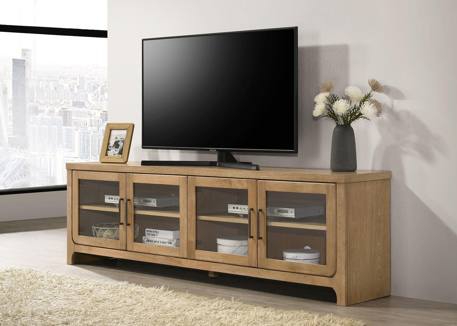 Brenham 79-inch 4-door TV Stand Media Console Light Oak - 720130