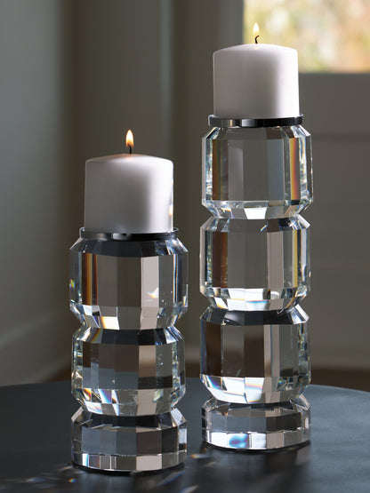 Brentley Clear/Silver Finish Candle Holder Set (Set of 2) - A2000770
