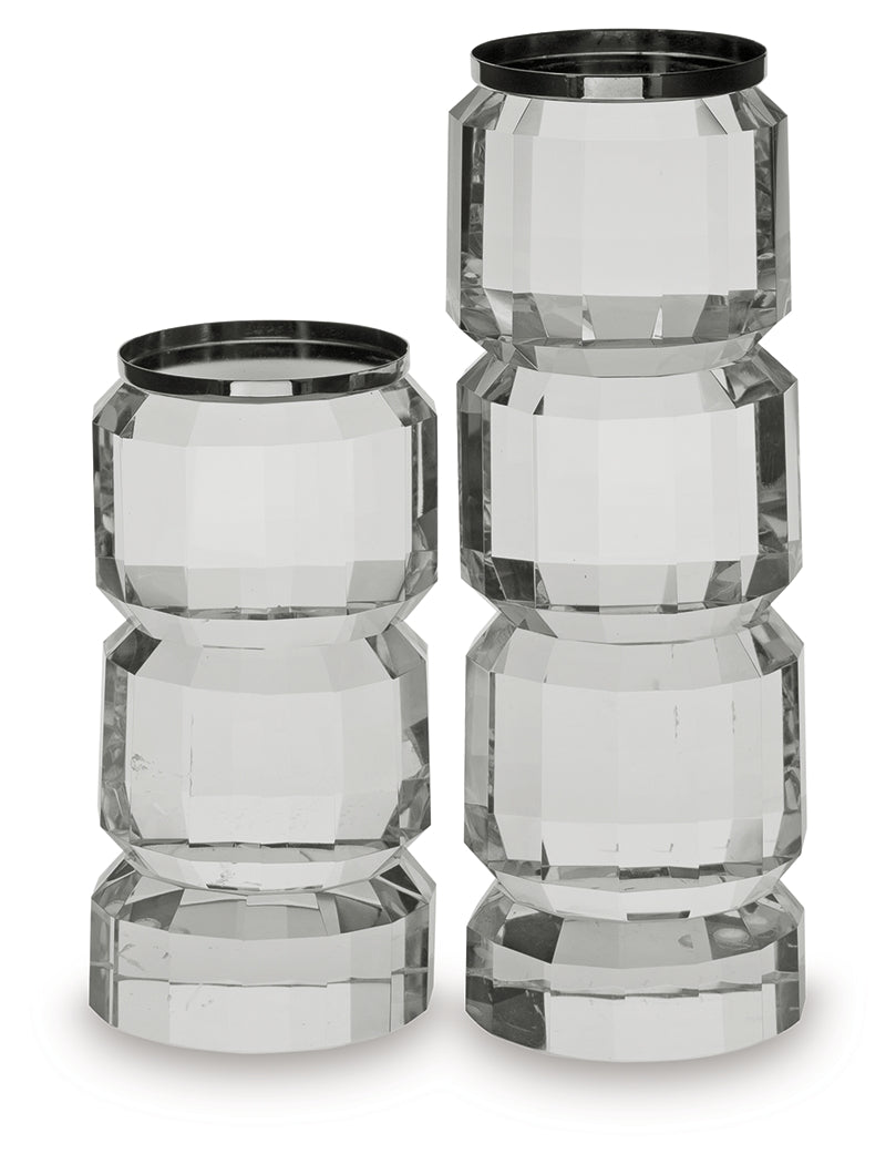 Brentley Clear/Silver Finish Candle Holder Set (Set of 2) - A2000770